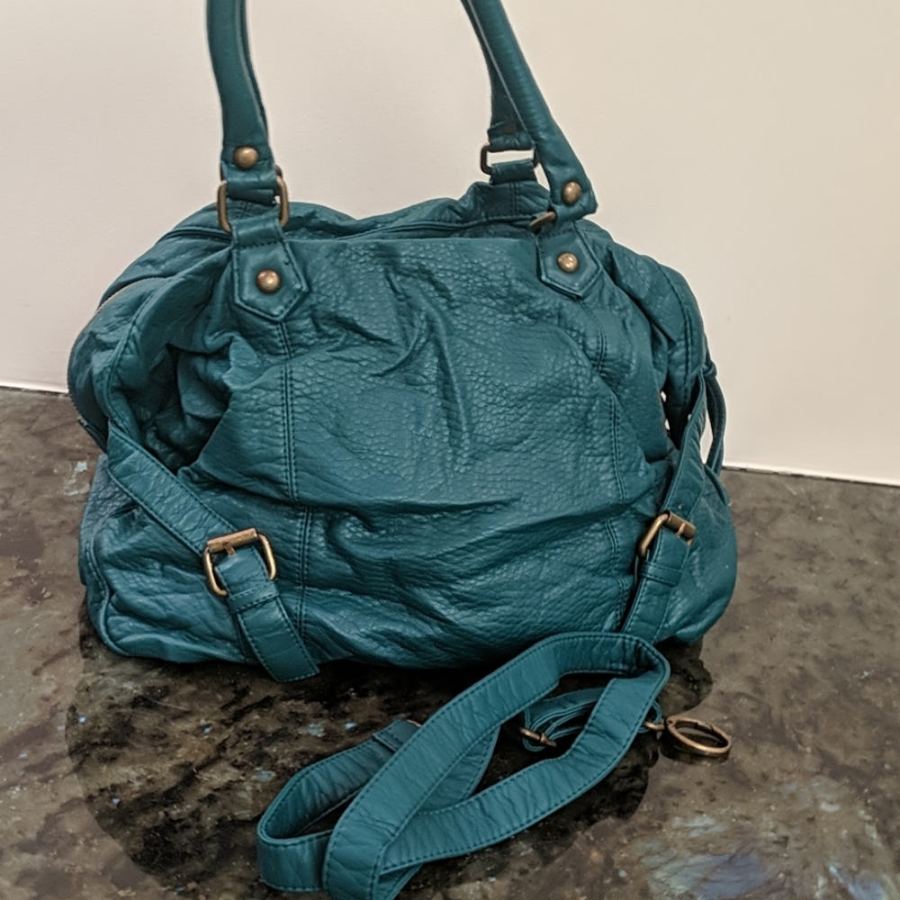 Turquoise Faux Flexible Leather Hobo